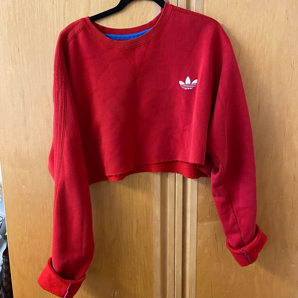 Red Adidas Cropped Crew Neck